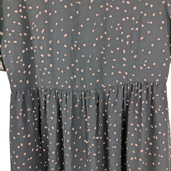 Madewell Womens Dress 4 Confetti Toss Black Short Flutter Sleeve Button Up Midi - Picture 8 of 12